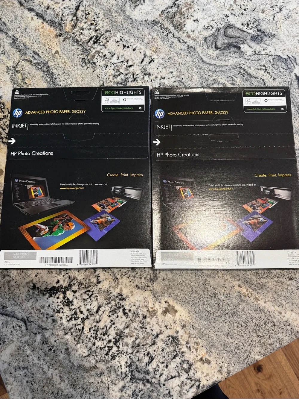 HP Advanced Glossy Photo Paper Pack 8.5x11 2 packs of 50 each - Unopened